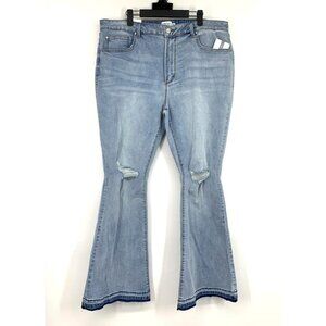 True Craft Jeans High Rise Blue Distressed Denim Raw NWT